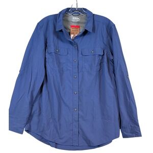 NWT Eddie Bauer Mountain Ripstop Long Sleeve Top Blue UPF 50+ Moisture Wicking M